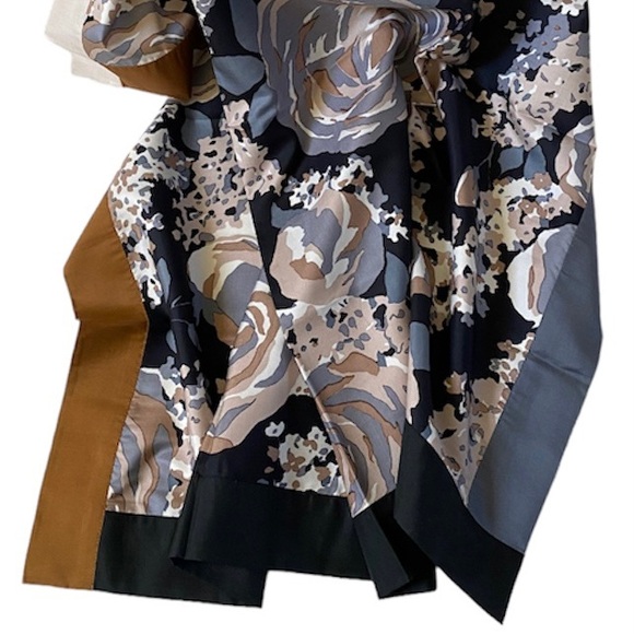 VINTAGE JIM THOMPSON 100% THAI SILK SCARF 42”x42” BLK/GRAY/CREAM, VINTAGE NWOT - Picture 7 of 16